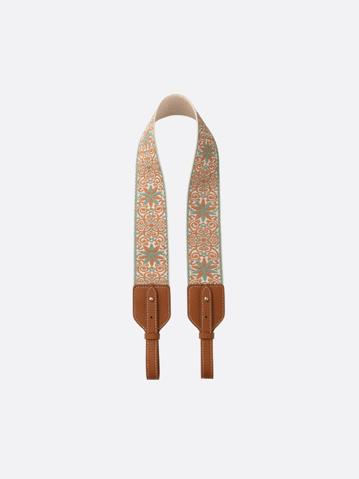 Bandoulière large beige bouton doré