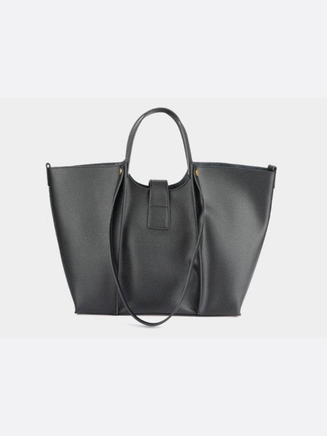Leather tote bag with removable pouch