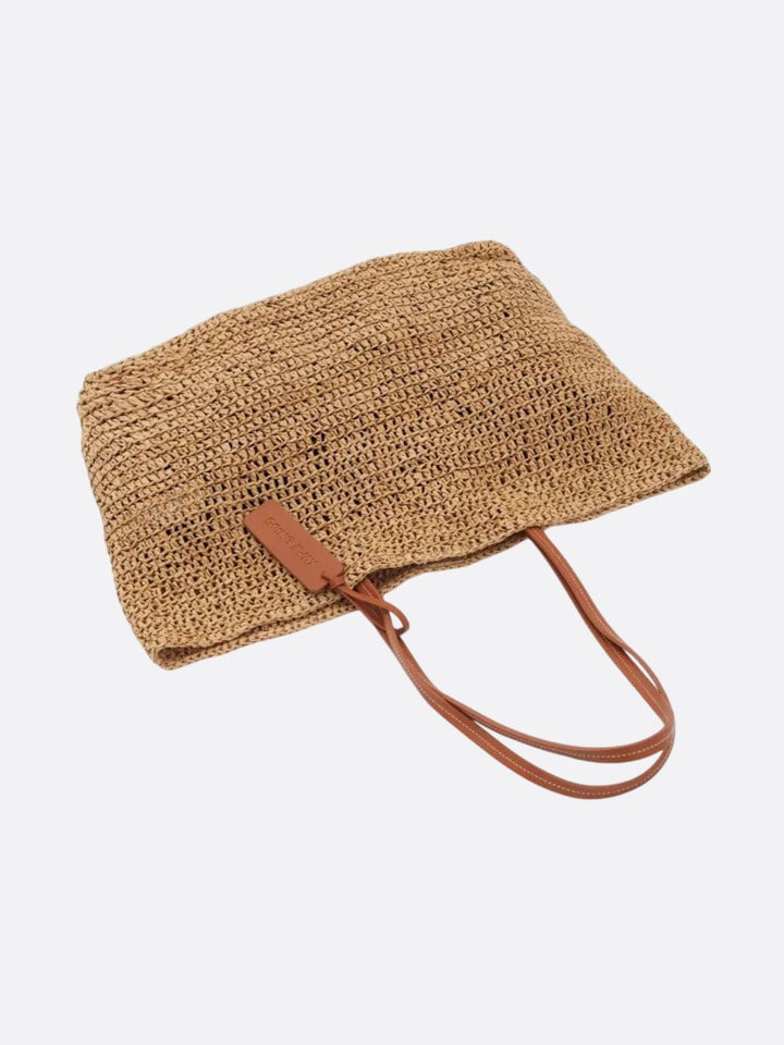 Straw and leather tote bag